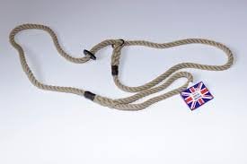 KJK 8mm x 1.5 metres rope slip lead with rubber stop,red,black,olive,natural,pink,purple (NATURAL)