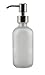 Cornucopia Brands Frosted Glass Soap Dispenser w/Stainless Steel Pumps (White Frosted, 8-Ounce, 2-Pack); Boston Round Bottles w/Pump Tops and Caps