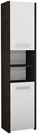 Tall Cabinet Tower 15.7" x 66.9" - Ideal Small Bathroom – Free Standing Linen Tower - Several Color Variations – Matt Finishing (Wenge White)