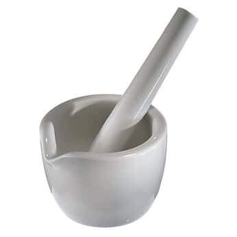 CoorsTek 60322 Porcelain Ceramic Chemical and Heat Resistant Mortar with Pouring Lip, 400mL Capacity