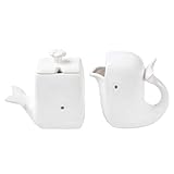 What On Earth White Whale Creamer & Sugar Set - Dolomite Cream Pitcher & Sugar Bowl