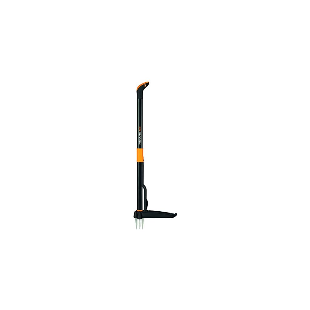 Fiskars Xact Weed Puller, Length 1 m, Stainless Steel Handle/Plastic Handle, Black/Orange