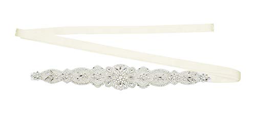 Lovful Womens Rhinestone Sash Belts for Dresses Bridal Belt Crystal Wedding Bridesmaid Belt,Ivory