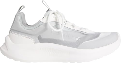 Calvin Klein Light Eva Runner Mesh Hm0hm02147 Haut Bas Homme Blanc Brillant Blanc Perle Gris Argenté 45 EU