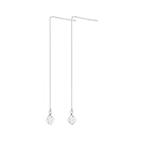 SCER024 Sterling Silver Clear Crystal Threader Earrings Made with Swarovski Elements
