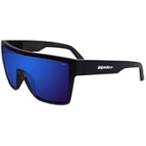 BOMBER Saftey Glasses for Men and Women, Blue Mirror Safety Lens, with Matte Black Square Frame and Non Slip Foam lining, Removable Side Shields included, z87 Compliant - BZ103BM
