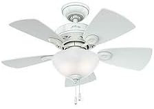 34" Watson Petal Shape Blades Ceiling Fan with Table Lamp (Snow White)