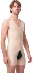 Men Bodysuit Mid Thigh Post Surgical - XL 46-50 Black