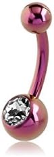 Bubble Body Jewelry Titanium Jeweled Mini Navel Banana 1.6mm Gauge 14g