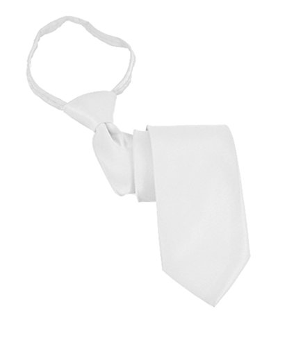 Poly Satin Pre-tied Extra Long Zipper Tie (White)
