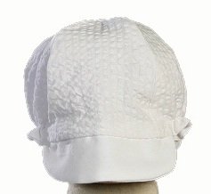Cotton Seersucker Christening Baptism Romper with Hat - Size S (3-6 Month)