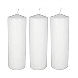 D'light Online 3 X 8 Pillar Candles Bulk Event Pack Round Unscented White Pillar Candles - Set of 12 (3 X 8, White)