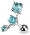 Triple CZ Droplet Tragus - Cartilage Stud-Aqua