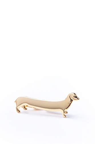 Long Weiner Dog Gold Metal Tie Bar - Thumbnail 3