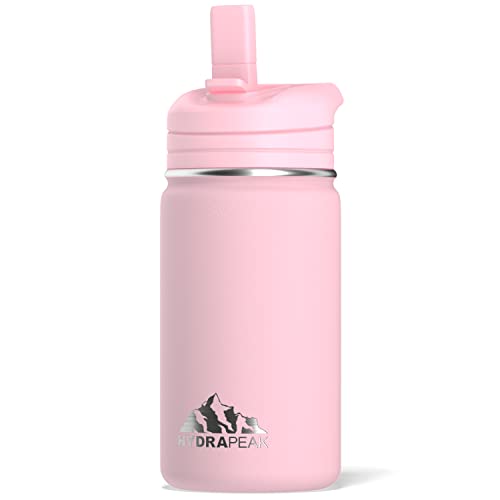 Hydrapeak Mini 14oz Kids Water Bottle with Straw Lid, Stainless Steel