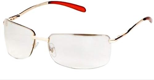 Gift Depot TM Half Frame Clear / Light Brown Tint Lens Silver / Gold Metal Side Sun-Glasses (Gold)