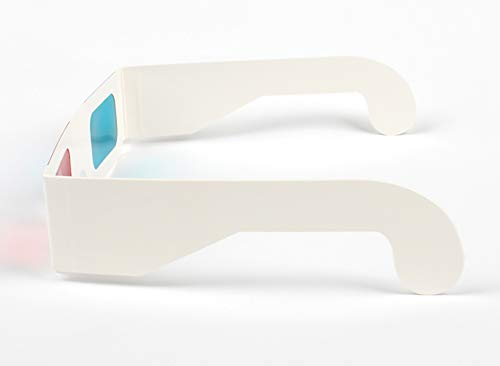 Jtshy 50 Pairs - FLAT- 3D Glasses Red and Cyan WHITE Frame Anaglyph Cardboard