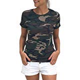 AmyDong Women's T-Shirt, Women Loose Casual Camouflage Short Sleeve Summer T-Shirt Tops Shirt Blouse Casual Tunic Tops (L, Green)