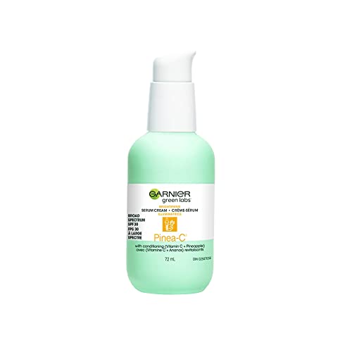 GARNIER GREEN LABS PINEA-C 3-IN-1 BRIGHTENING SERUM CREAM, 24H MOISTURE + SERUM + SPF 30 WITH VITAMIN C, 2.4 FL OZ (72ML), 1 COUNT (PACKAGING MAY VARY)