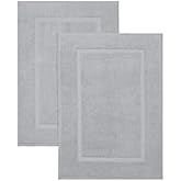 LA HAMMAM 2 Pack 20” × 34” Turkish Cotton Bath Mats Floor Towels for Bathroom, Hotel, Kitchen, Shower & Spa | Anti-Slip, Machine Washable, Soft, Absorbent & Quick Dry Floor Towel Mat Set - Light Grey