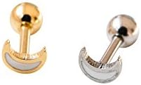 Stainless Steel 16g 16-Gauge Lucky Cartilage Daith Tragus Indutrial Barbell Boho Gypsy Sided Planet Sideways Half Sun Full Blue Crescent Sailor Luna Moon Moonstar Ear Studs Piercing Earring -FD