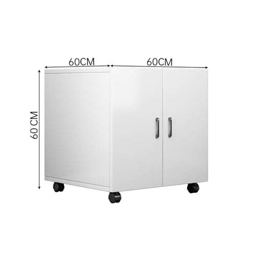 A3 Printer Stand with Cabinet, Mobile Copy Machine Table on Wheels, All-in-One Workstation with Storage for Office, Home Office, Studio - Organize Large Equipment（60X60cm)