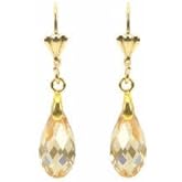Austrian Crystal Drop Earrings Austrian Crystal for Women designer jewelry Gold plated 1 micron lever back Hypoallergenic Statement Gift Weddings & Events golden color