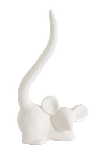 5"H Stoneware Mouse Ring Holder, White