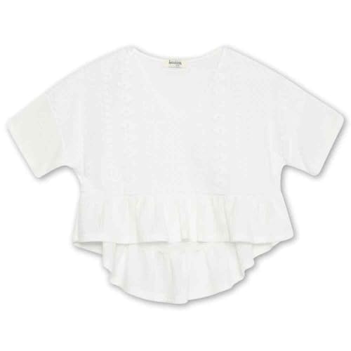 Speechless Girl's Waffle Knit Crochet Top, White, Medium