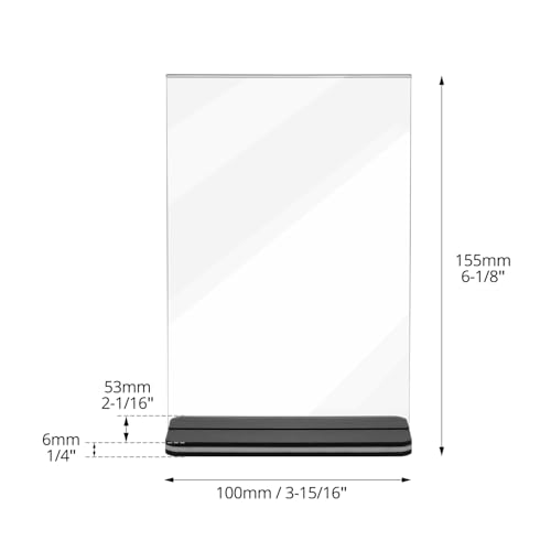 QWORK® Pack of 6 A6 Acrylic Table Stands with Solid Base, Double-Sided Acrylic Display Stand for Office, Restaurant, Cafe, Shop, Wedding