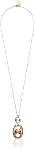 1AR by UnoAerre 18kt Rose and Silver Plated Figure 8 Rose and White Color Pendant Necklace, 32"