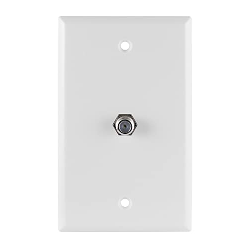 GE Koaxialplatte, 1-Port, Wandmontage, F-Typ-Anschluss für Koaxialkabel, Schrauben im Lieferumfang enthalten, Einzelfach, weiß, 40050