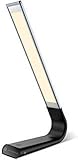 Poweradd Eye-caring Touch Sensitive LED Desk Lamp, 3 Light Modes(3100K 4200K 5400K) with 6 Dimmable Sensor Control Night Light, 360 Degree Foldable Table Lamp with USB Charging Port - Black