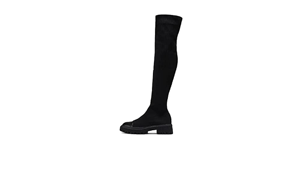 MARYPAZ, Bota mosquetera negra con elástico y suela track para Mujer 38 EU  : Amazon.es: Zapatos y complementos