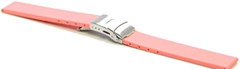 20mm Pink MODENA Flat Italian Rubber Watch Band w/ Deployant / Deployment Buckle / Clasp