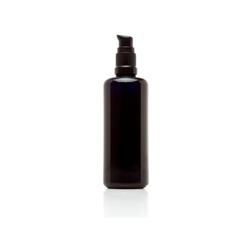 Infinity Jars Ultraviolet Glass Push Pump Bottle 100 Ml (3.4 fl oz) Refillable Containers for Lotion Homemade Cosmetics Make-up Skin Care Cream, Lotion, Shampoo, Conditioner Dispenser Bottles