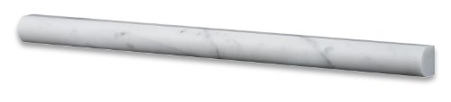 Carrrara White 3/4" X 12" Marble Polished Bullnose Pencil Liner Trim