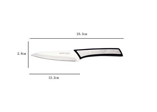 New sharp durable stainless steel silver and black color Kitchen knife set of 3 by Yanicho's Cucina includes 5 inch utility 8 inch curving 7 inch Santoku chef knife