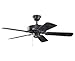 Kichler 414SBK Basics Patio 42IN Damp Rated Ceiling Fan, Satin Black Finish with Satin Black ABS Blades