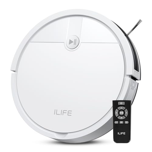 ILIFE V2 Robot Vacuum Cleaner, Tangle-Free Suction, 120 Mins Runtime, Slim, Self-Charging Robotic Vacuum Cleaner, Ideal for Pet Hair and Hard Floors