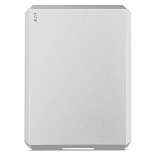 LaCie Mobile Drive 5TB External Hard Drive Portable HDD - Moon Silver USB-C USB 3.0, for Mac and PC Desktop, 1 Month Adobe CC (STHG5000400)