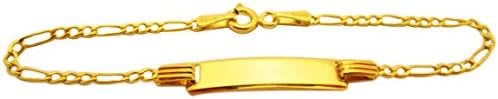 AMZ Jewelry Babies Toddlers 10k Yellow Gold Figaro Link ID Bracelet 5.5 in