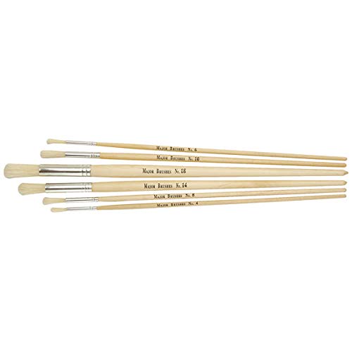 Major Brushes Hog Bristle Long Round Brushes - Pack of 6