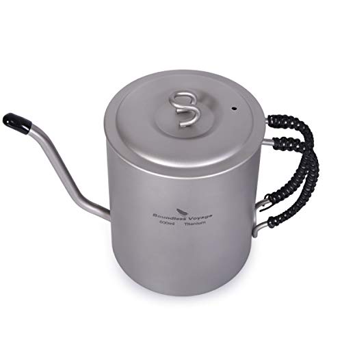 iBasingo 800 ml Titanium Kettle Cup Set with Anti-scalding Handle Outdoor Camping Canteen Wine Coffee Tea Pot Mess Kit for Fire Induction Cooker