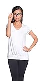 Free to Live Women's Short Sleeve Shirring V-neck Top - Made in USA