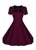 SYLVIEY Women's Scoop Neck Elegant Bow Vintage 1940's Casual Evening Dress