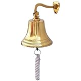 Brass Hanging Ship's Bell 9" - Brass Bell - Decorative Brass Bell - Nautical Wall Hanging - Nautical Brass Bell - Nautical Decor - Brass Decorative Bell