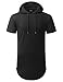 Aiyino Mens Hipster Longline Hooded Side Zipper T-Shirt US Large Black