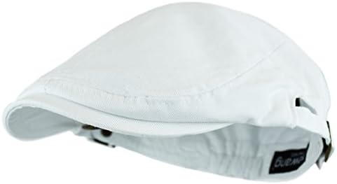 Deewang Fashion Cotton Cabbie Hat Buckle Golf Ivy Colorful Newsboy Driving Cap (White)