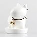 Modern Simple Balcony Small Planter Little Dog Milky White Ceramic Succulent Plant Flower Pot Miniature Decoration with Tray Neck with Bell Weaving Tail 4.5 x 2.36 x 3.46inches (NO Plants)